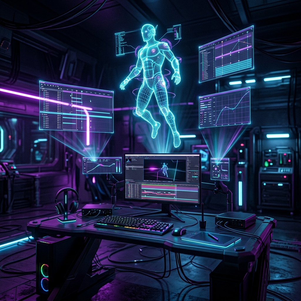 AniBlend animation studio workspace with 3D animation tools